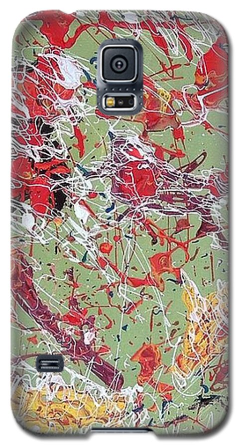 Abstract Media Galaxy S5 Case featuring the painting Lively Creatures by Rebecca Flores