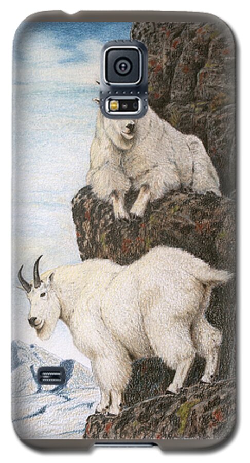 Mountain Goat Galaxy S5 Case featuring the painting Lofty Perch by Darcy Tate