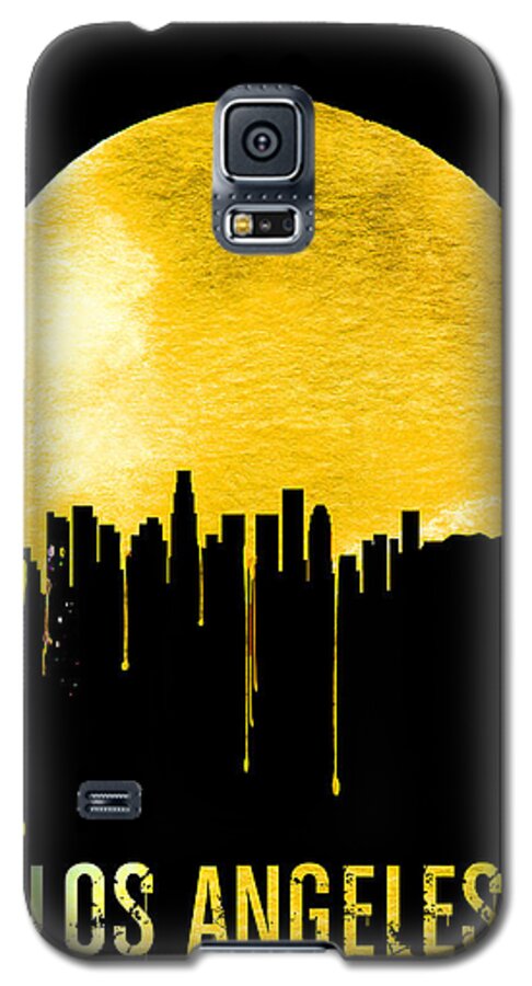 Los Angeles Galaxy S5 Case featuring the painting Los Angeles Skyline Yellow by Naxart Studio