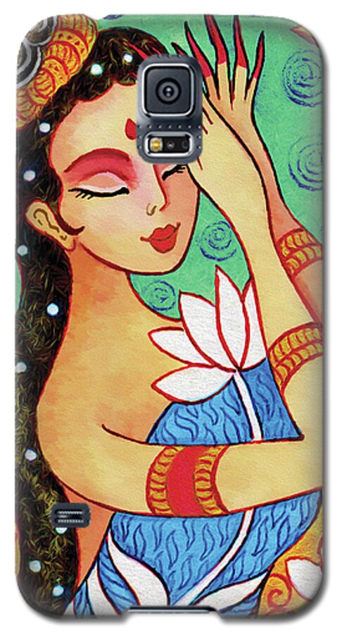 Indian Woman Galaxy S5 Case featuring the painting Lotus Meditation by Eva Campbell