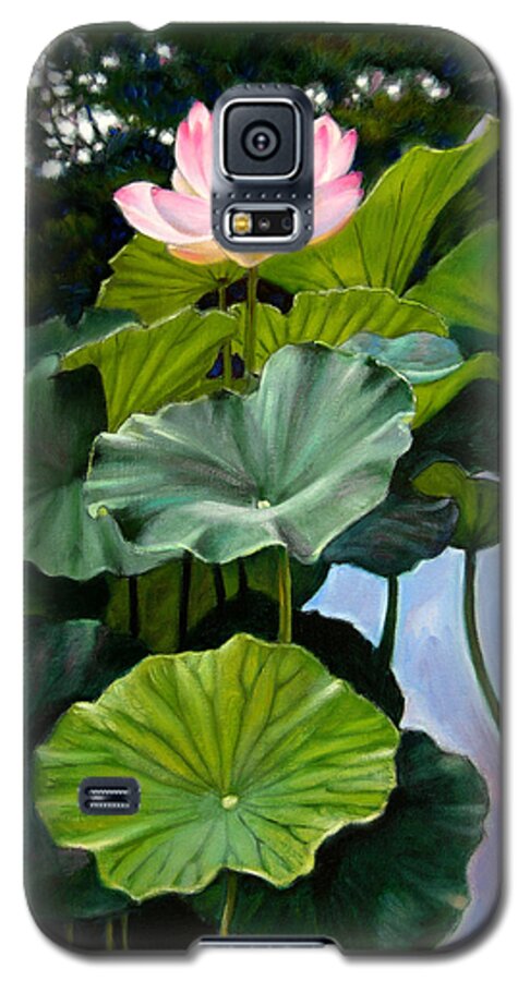 Lotus Flower Galaxy S5 Case featuring the painting Lotus Rising by John Lautermilch