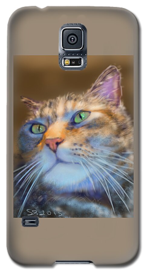 Cat Galaxy S5 Case featuring the painting LouAnne by Susan Sarabasha