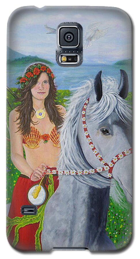 Fine Art Galaxy S5 Case featuring the painting Lover / Virgin Goddess Rhiannon - Beltane by Shirley Wellstead