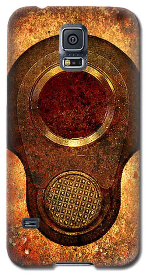 Colt Galaxy S5 Case featuring the digital art M1911 Muzzle On Rusted Background by M L C