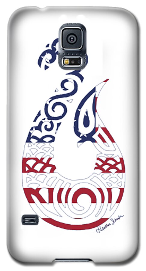 American Galaxy S5 Case featuring the digital art Made in the USA Tribal Fish Hook by Heather Schaefer