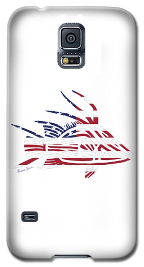 American Galaxy S5 Case featuring the digital art Made in the USA Tribal Hogfish by Heather Schaefer