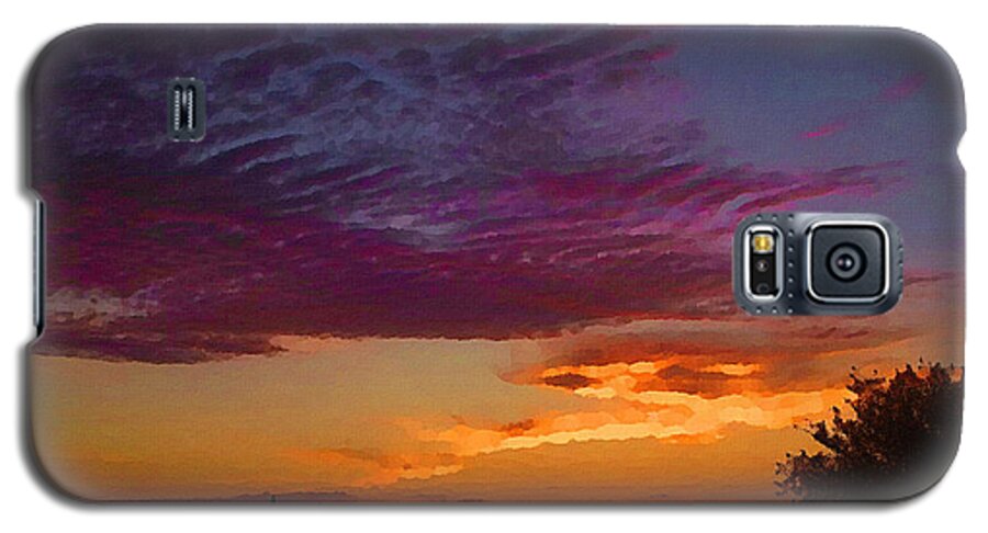 Sunrise Galaxy S5 Case featuring the mixed media Magenta Morning Sky by Shelli Fitzpatrick