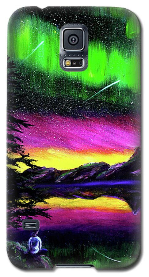 Northern Lights Galaxy S5 Case featuring the painting Magical Night Meditation by Laura Iverson