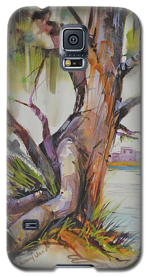 Wooded Scene Galaxy S5 Case featuring the painting Majestic Live Oak by P Anthony Visco
