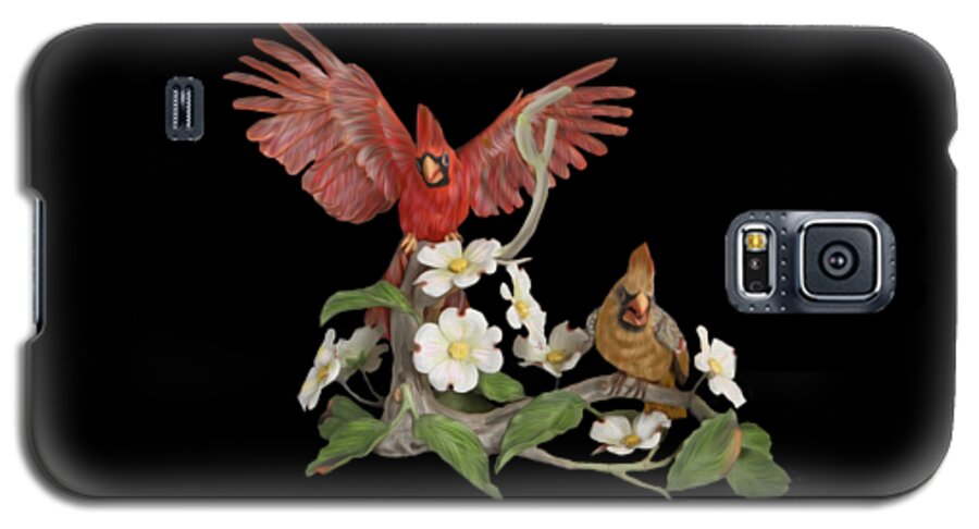 Northern Cardinal Galaxy S5 Case featuring the digital art Male and Female Cardinals by Walter Colvin