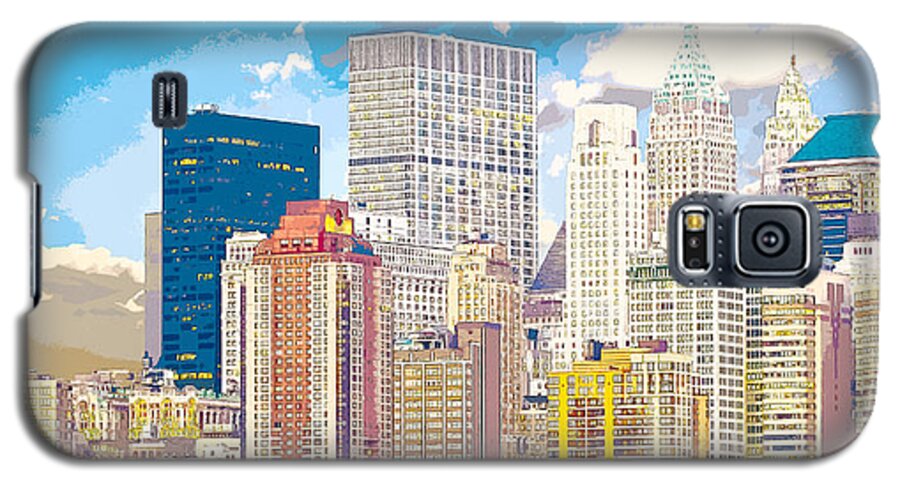 New York Galaxy S5 Case featuring the digital art Manhattan Skyline New York City by Anthony Murphy