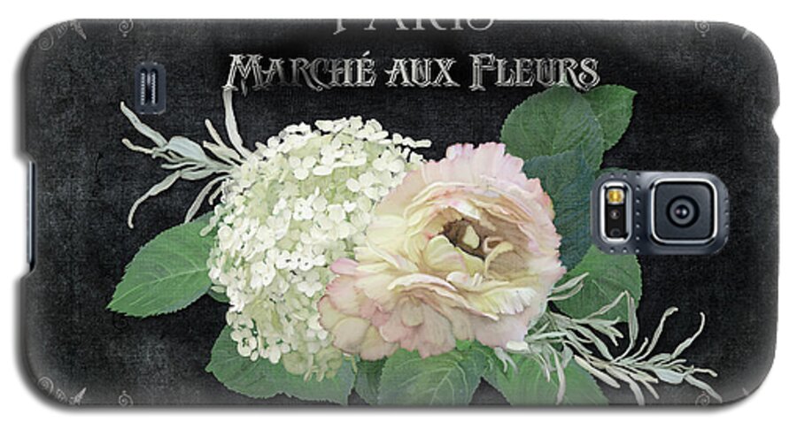 Vintage Galaxy S5 Case featuring the painting Marche aux Fleurs 4 Vintage Style Typography Art by Audrey Jeanne Roberts