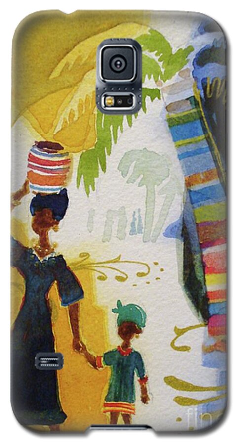 Africa Galaxy S5 Case featuring the painting Market Day by Marilyn Jacobson