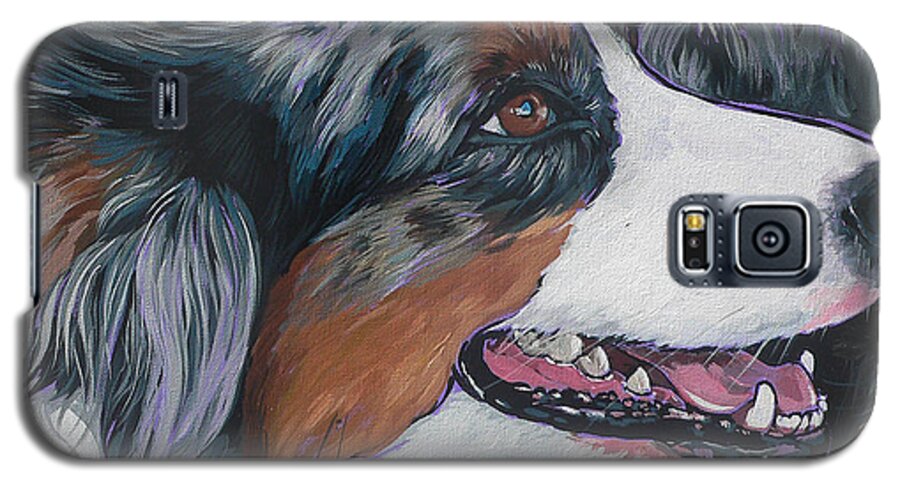 Australian Shepherd Galaxy S5 Case featuring the painting Marley by Nadi Spencer