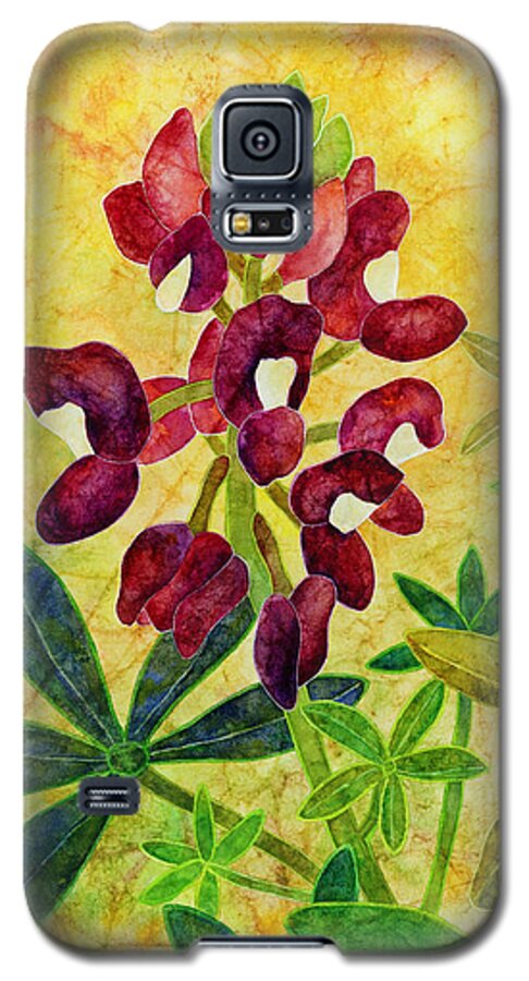 Bluebonnet Galaxy S5 Case featuring the painting Maroon Bluebonnet by Hailey E Herrera