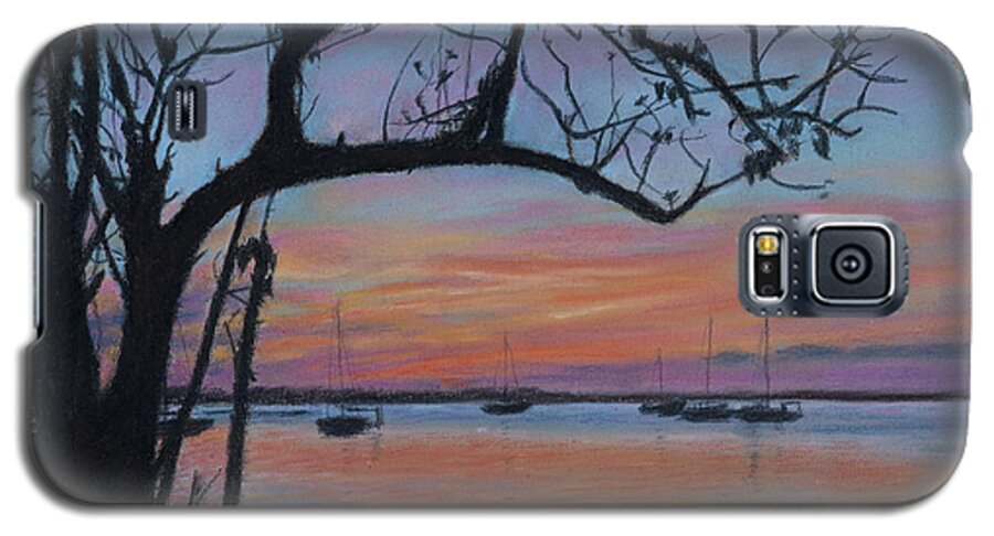 Roshanne Galaxy S5 Case featuring the pastel Marsh Harbour at Sunset by Roshanne Minnis-Eyma