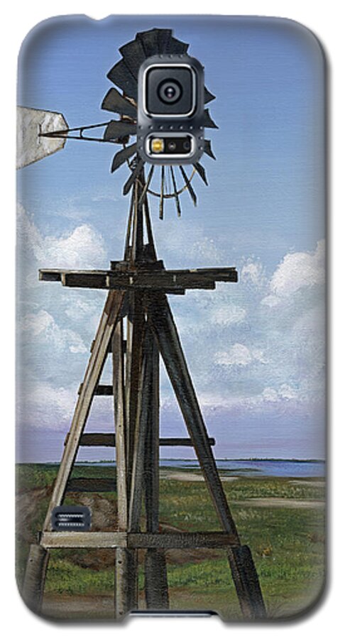 Windmill Galaxy S5 Case featuring the painting Matagorda Beach Windmill by Jimmie Bartlett
