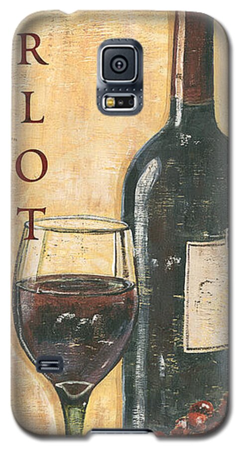 Wine Galaxy S5 Case featuring the painting Merlot Wine and Grapes by Debbie DeWitt