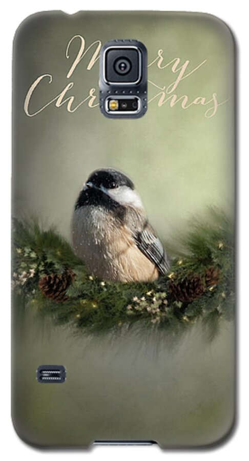 Song Bird Galaxy S5 Case featuring the photograph Merry Christmas Chicadee 1 by Cathy Kovarik