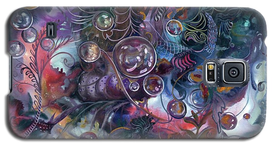 Sheri Jo Posselt Galaxy S5 Case featuring the painting Midnight Dancing Bubbles by Sheri Jo Posselt