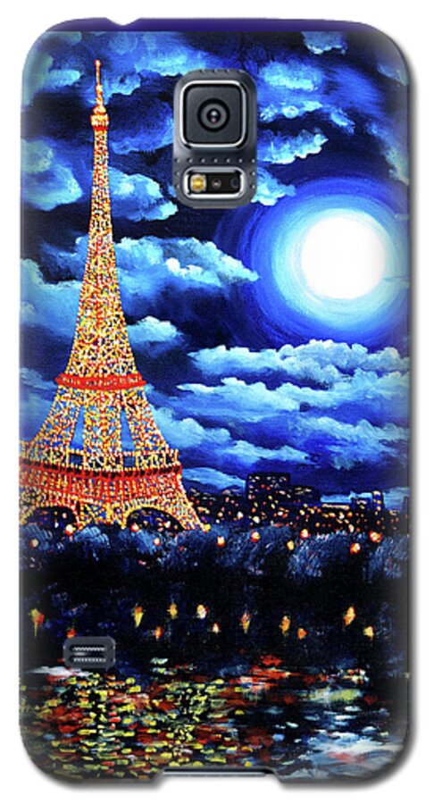 Eiffel Tower Galaxy S5 Case featuring the painting Midnight in Paris by Laura Iverson