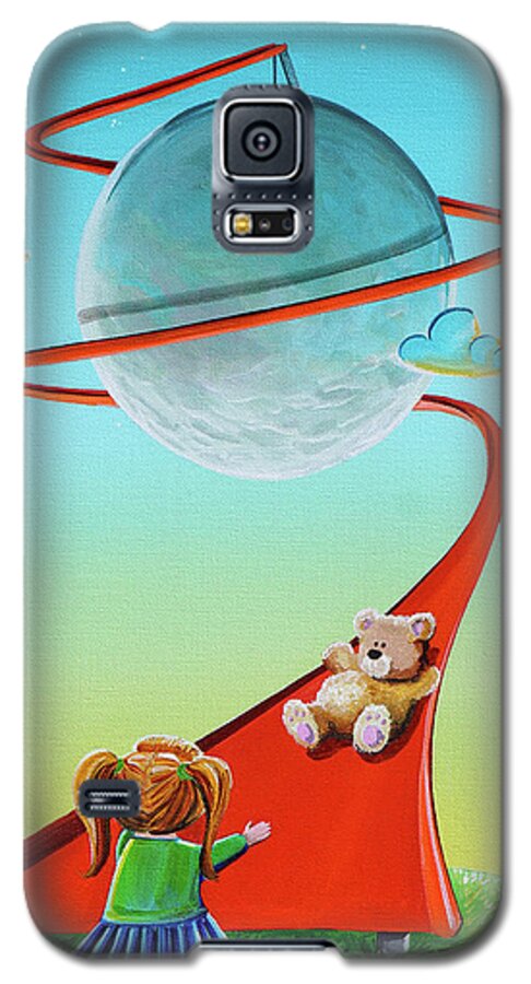 Bear Galaxy S5 Case featuring the painting Moon Slide by Cindy Thornton