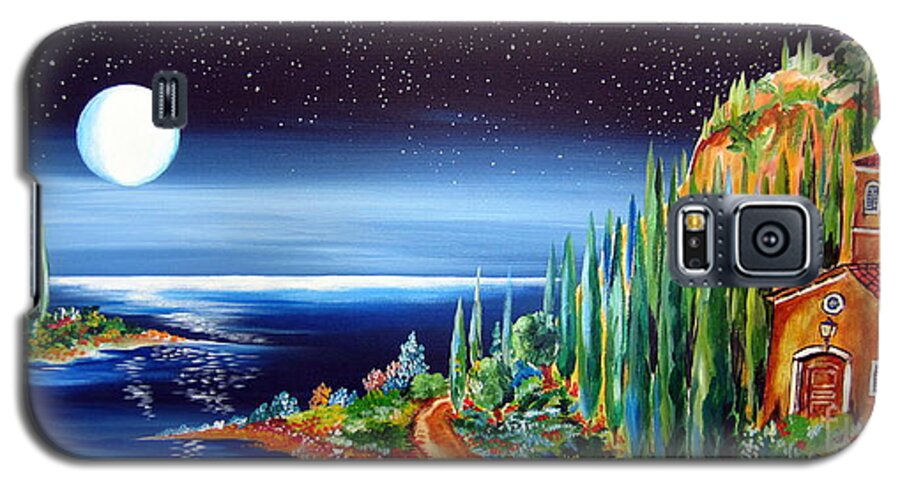 Moonlight Galaxy S5 Case featuring the painting Moonlight over my Tuscan Villa by Roberto Gagliardi