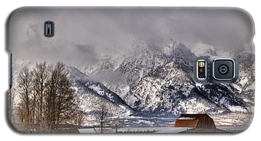 Mormon Row Galaxy S5 Case featuring the photograph Mormon Row Winter Panorama by Adam Jewell