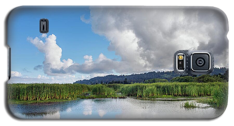 Humboldt Bay Galaxy S5 Case featuring the photograph Morning Reflections on a Marsh Pond by Greg Nyquist
