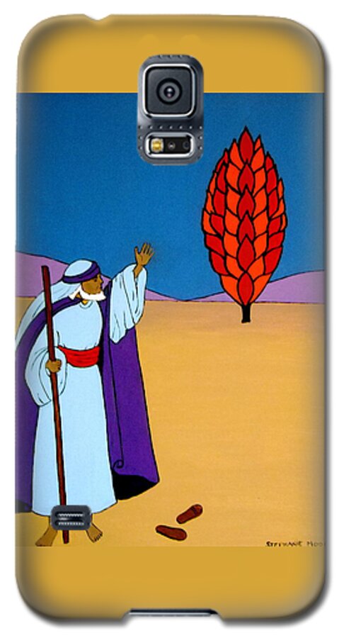 Moses Galaxy S5 Case featuring the painting Moses and the Burning Bush by Stephanie Moore
