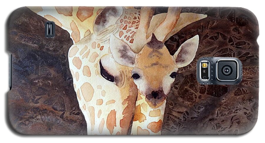 Giraffe Galaxy S5 Case featuring the painting Mother and Child by Laurel Best