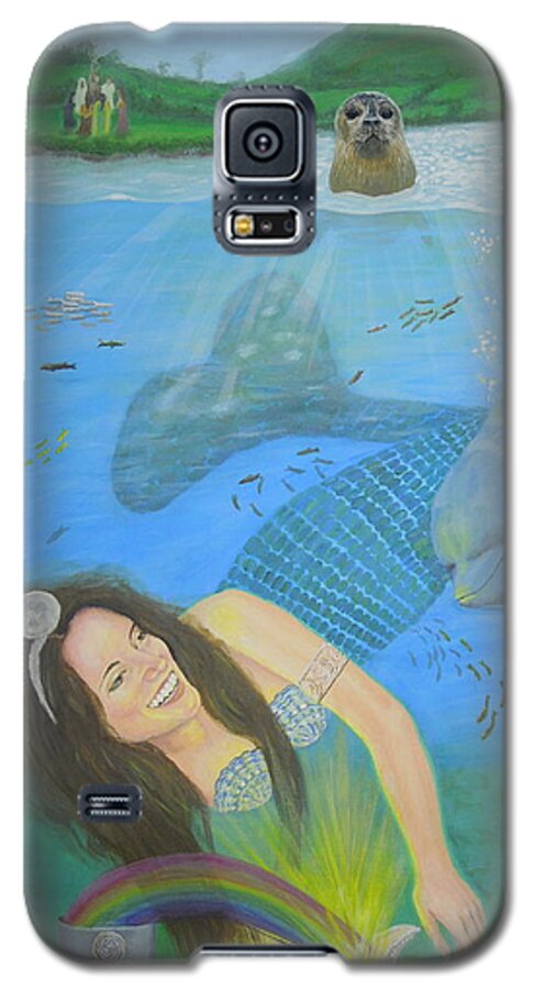 Fine Art Galaxy S5 Case featuring the painting Mother of Water Goddess Domnu - Summer Solstice by Shirley Wellstead