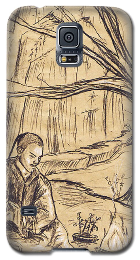 Charcoal Galaxy S5 Case featuring the drawing Mountain Oasis by Shawna Rowe