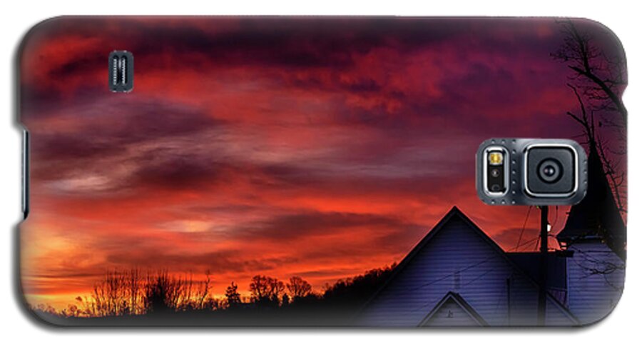 Sunrise Galaxy S5 Case featuring the photograph Mountain Sunrise and Church by Thomas R Fletcher