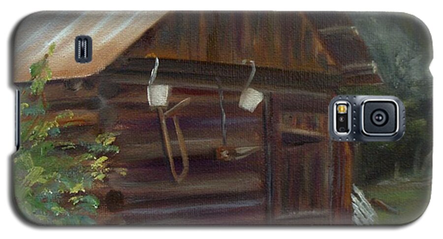Grainery Galaxy S5 Case featuring the painting Mulberry Farms Grainery by Donna Tuten