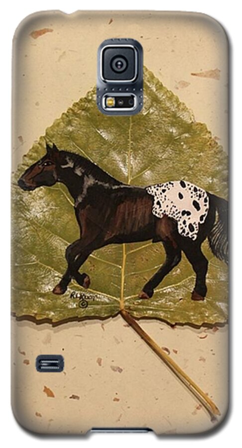Mustang Galaxy S5 Case featuring the painting Mustang Appaloosa on Poplar Leaf by Ralph Root