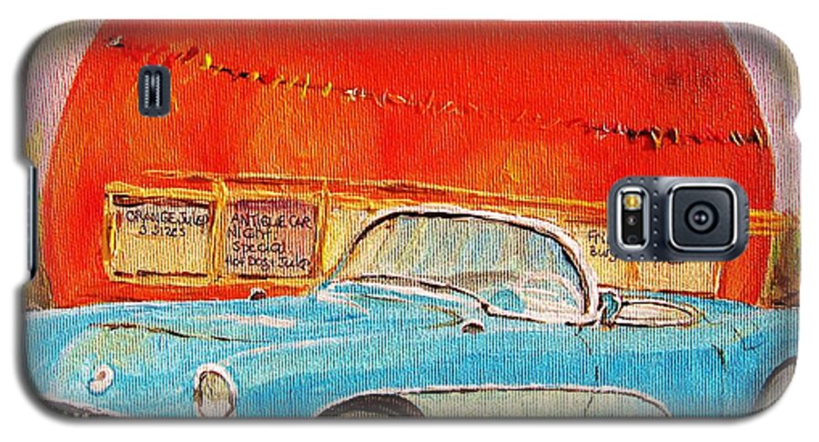 Montreal Galaxy S5 Case featuring the painting My Blue Corvette at the Orange Julep by Carole Spandau