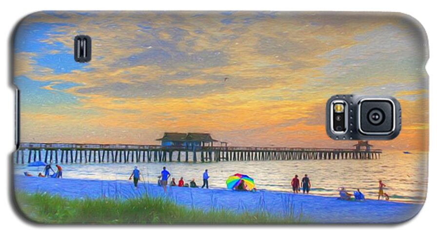 Sunset In Naples Galaxy S5 Case featuring the digital art Naples Beach by Sharon Batdorf