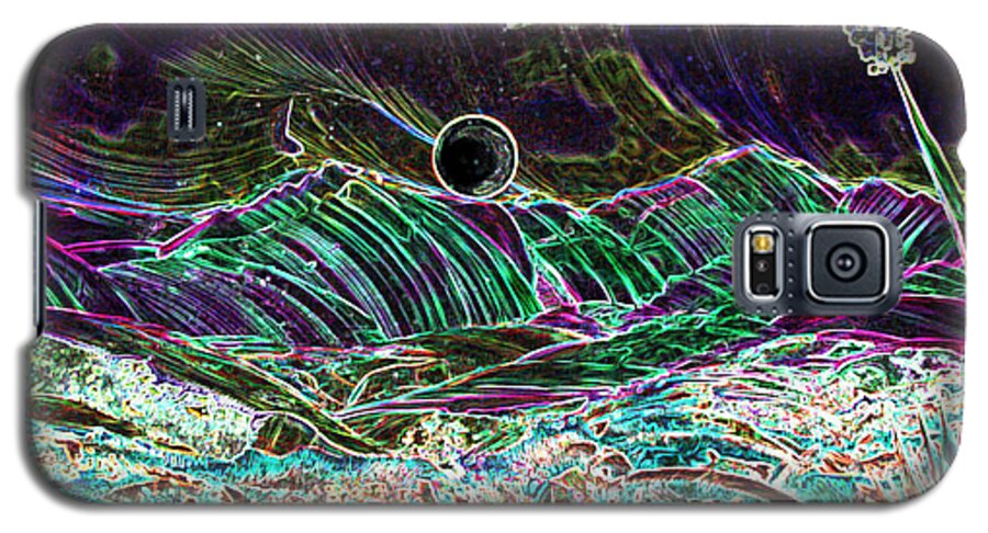 Encaustic Galaxy S5 Case featuring the painting Neon Moon by Melinda Etzold