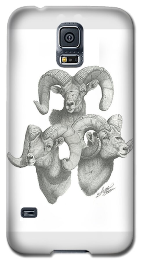 Desert Bighorn Galaxy S5 Case featuring the drawing Nevada Slam by Darcy Tate