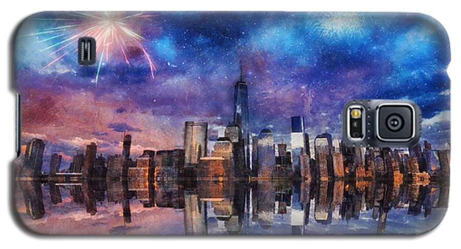 City Galaxy S5 Case featuring the photograph New York Fireworks by Ian Mitchell