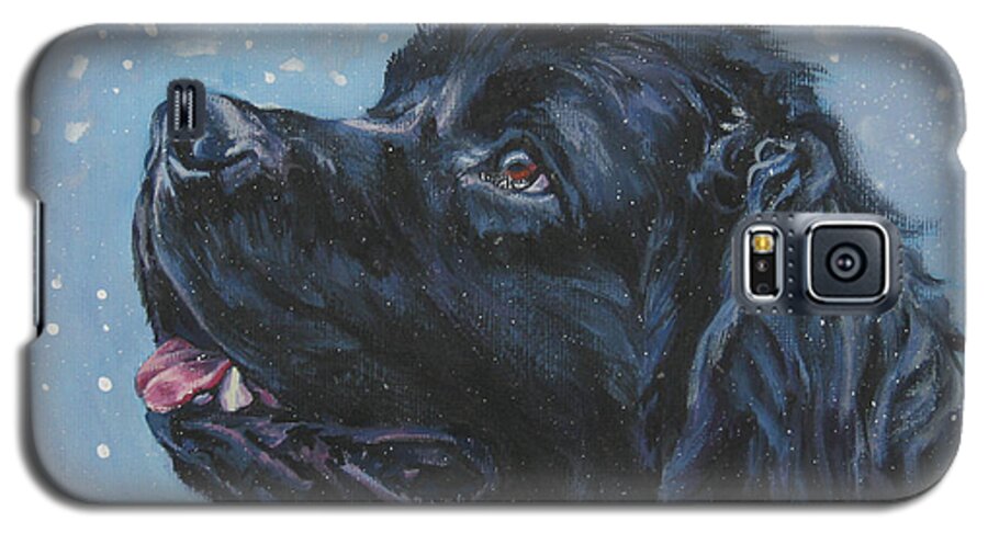 Newfoundland Galaxy S5 Case featuring the painting Newfoundland in Snow by Lee Ann Shepard