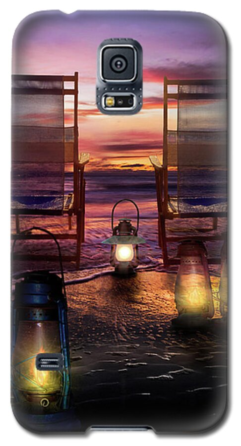 Clouds Galaxy S5 Case featuring the photograph Night Lights at Sunset by Debra and Dave Vanderlaan