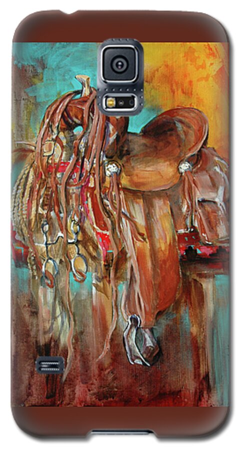 Southwest Galaxy S5 Case featuring the painting Nocona Saddle by Cynthia Westbrook
