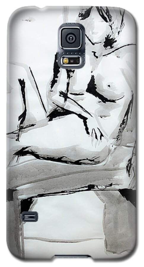 Ink Galaxy S5 Case featuring the painting Nude At Rest by Anita Thomas