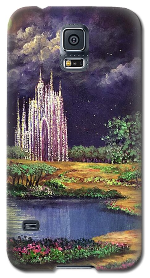 Castles Galaxy S5 Case featuring the painting Of Glass Castles and Moonlight by Rand Burns