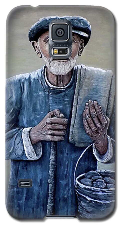 Old Man Galaxy S5 Case featuring the painting Old Man with His Stones by Judy Kirouac