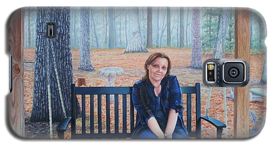 Portrait Galaxy S5 Case featuring the painting On The Porch Swing by Mike Ivey