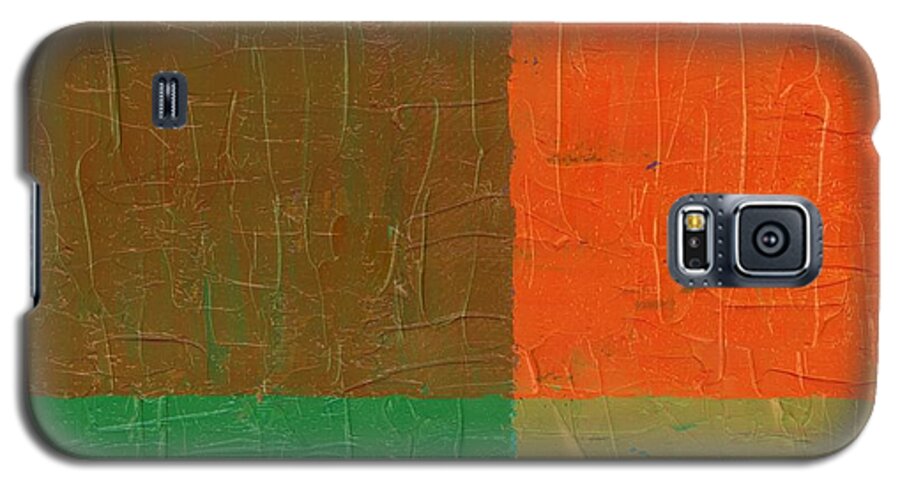 Paint Galaxy S5 Case featuring the painting Orange with Brown and Teal by Michelle Calkins