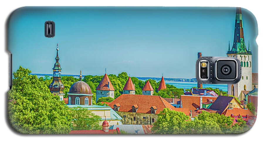 Tallinn Galaxy S5 Case featuring the digital art Overlooking Tallinn by Mick Burkey